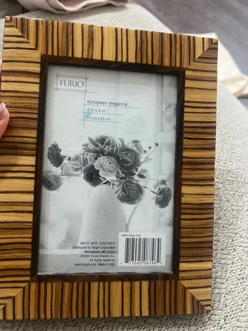 Wooden Picture Frame Furio Vintage Italian Zebra Wood Made in Italy Boho